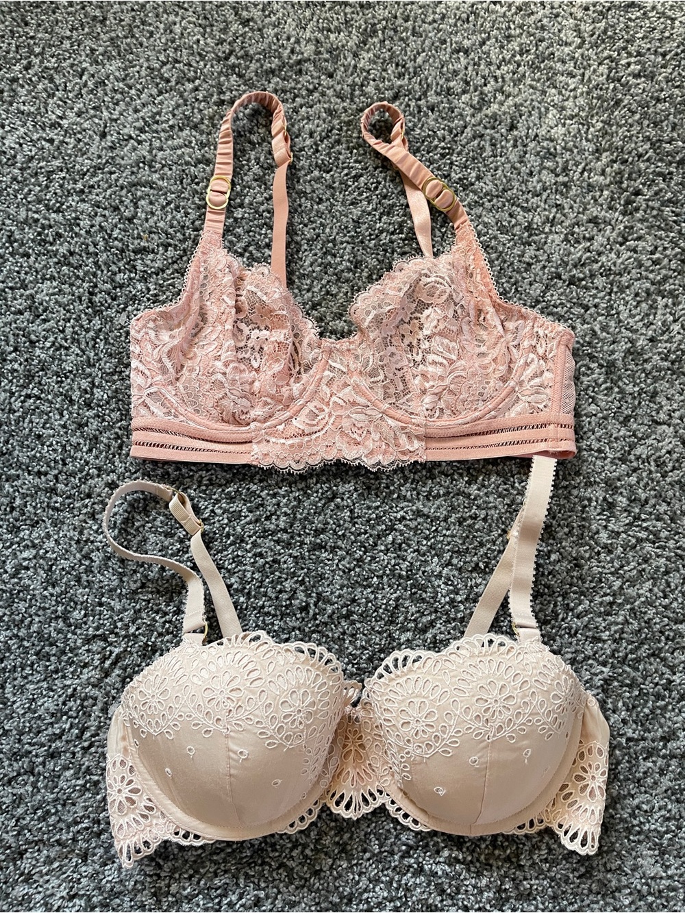Stella McCartney Lace Underwire Bra Set - Blush Pink 36C lingerie romantic